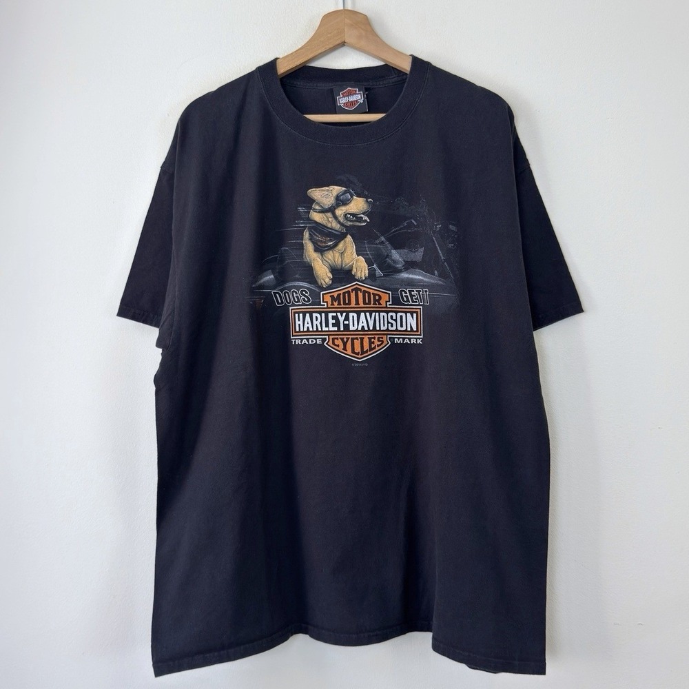 Vintage 90's Harley Davidson Biker Dog Dublin Ireland Black Tee Shirt - XL